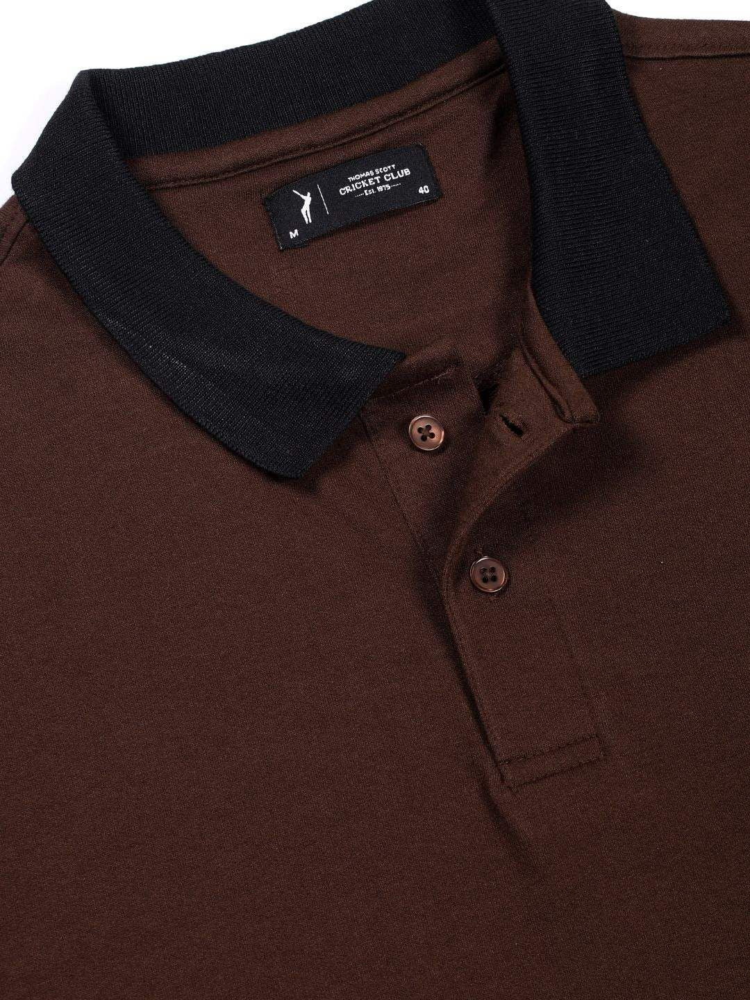 Thomas Scott Men Solid Polo Collar Cotton T-shirt