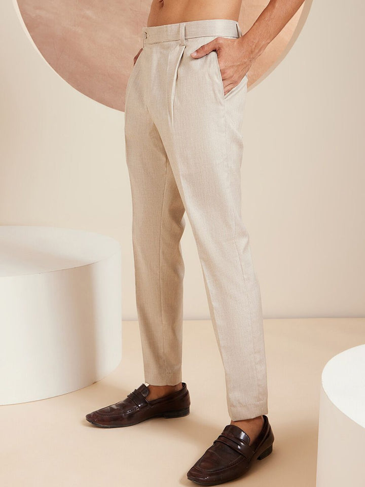 DENNISON Men Smart Tapered Fit Easy Wash Pleated Formal Trouser