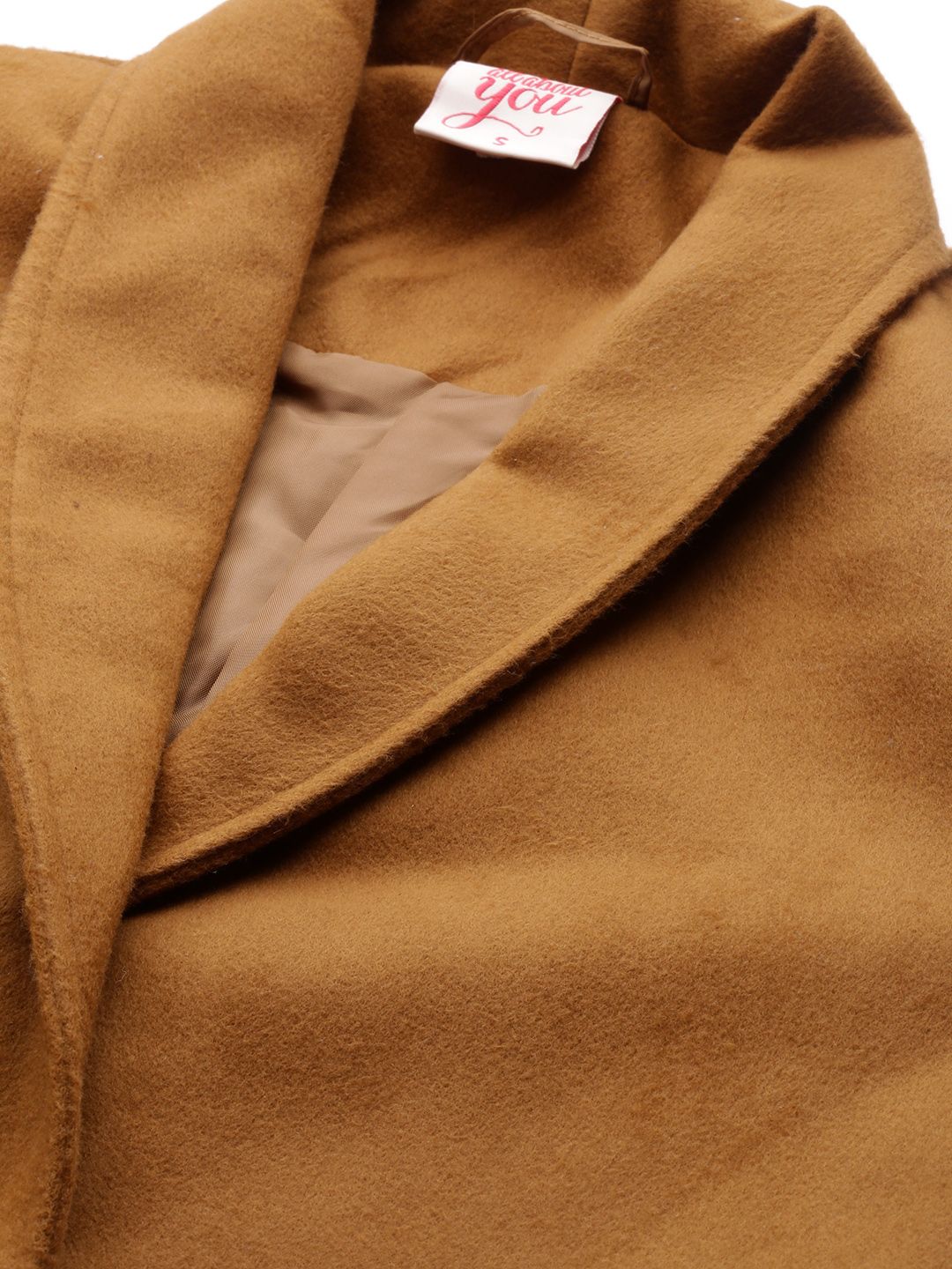 all about you Women Brown Solid Regular Fit Overcoat