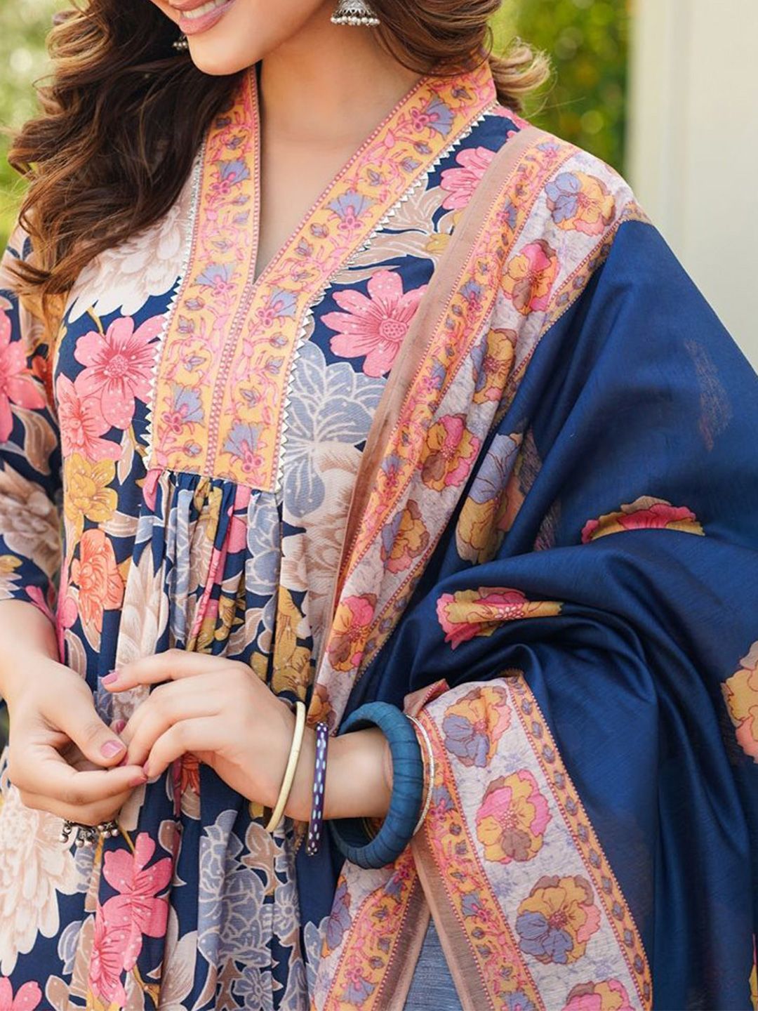 KALINI Women Floral Printed Kurta with Palazzos & Dupatta