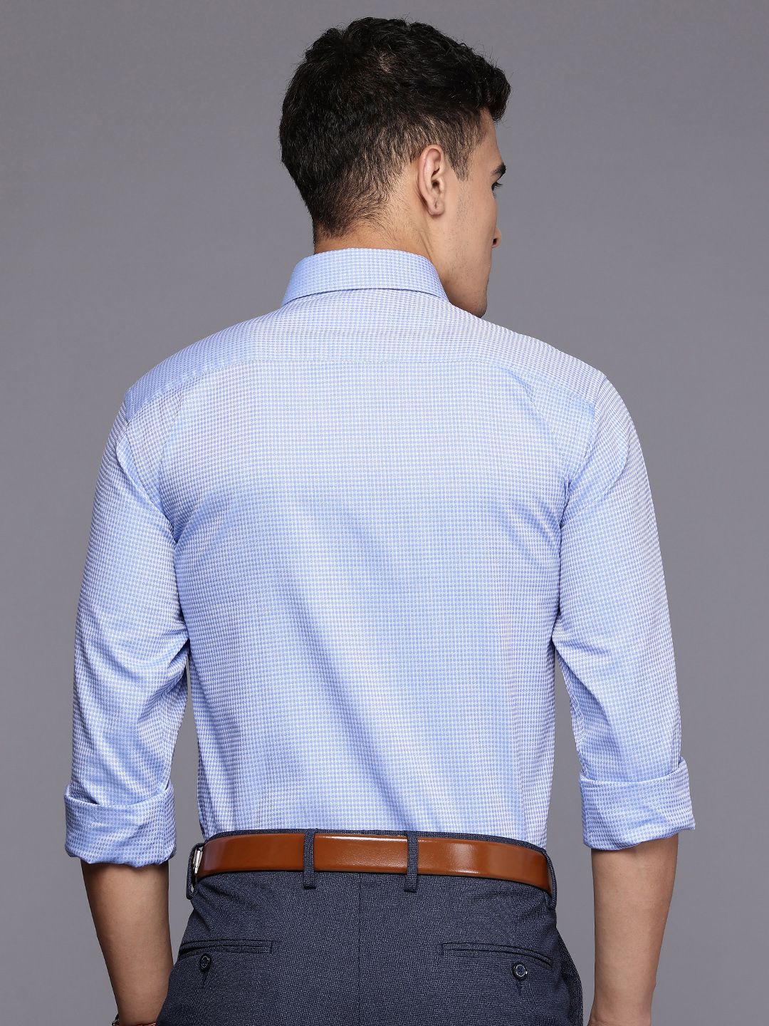 Raymond Pure Cotton Self-Design Geometric Slim Fit Formal Shirt
