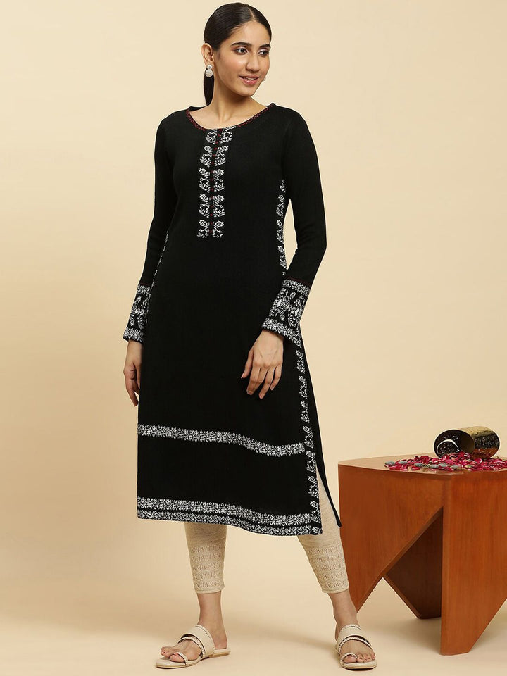 W Embroidered Regular Acrylic Kurta with Trousers