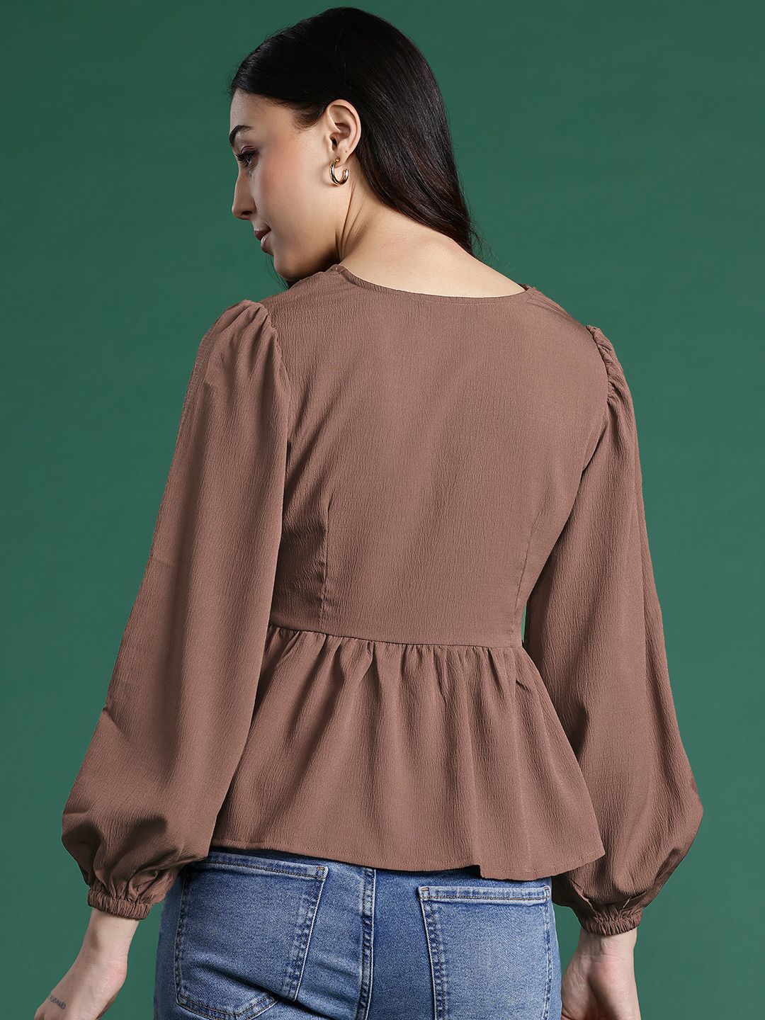 DressBerry Puff Sleeve Twisted Empire Top