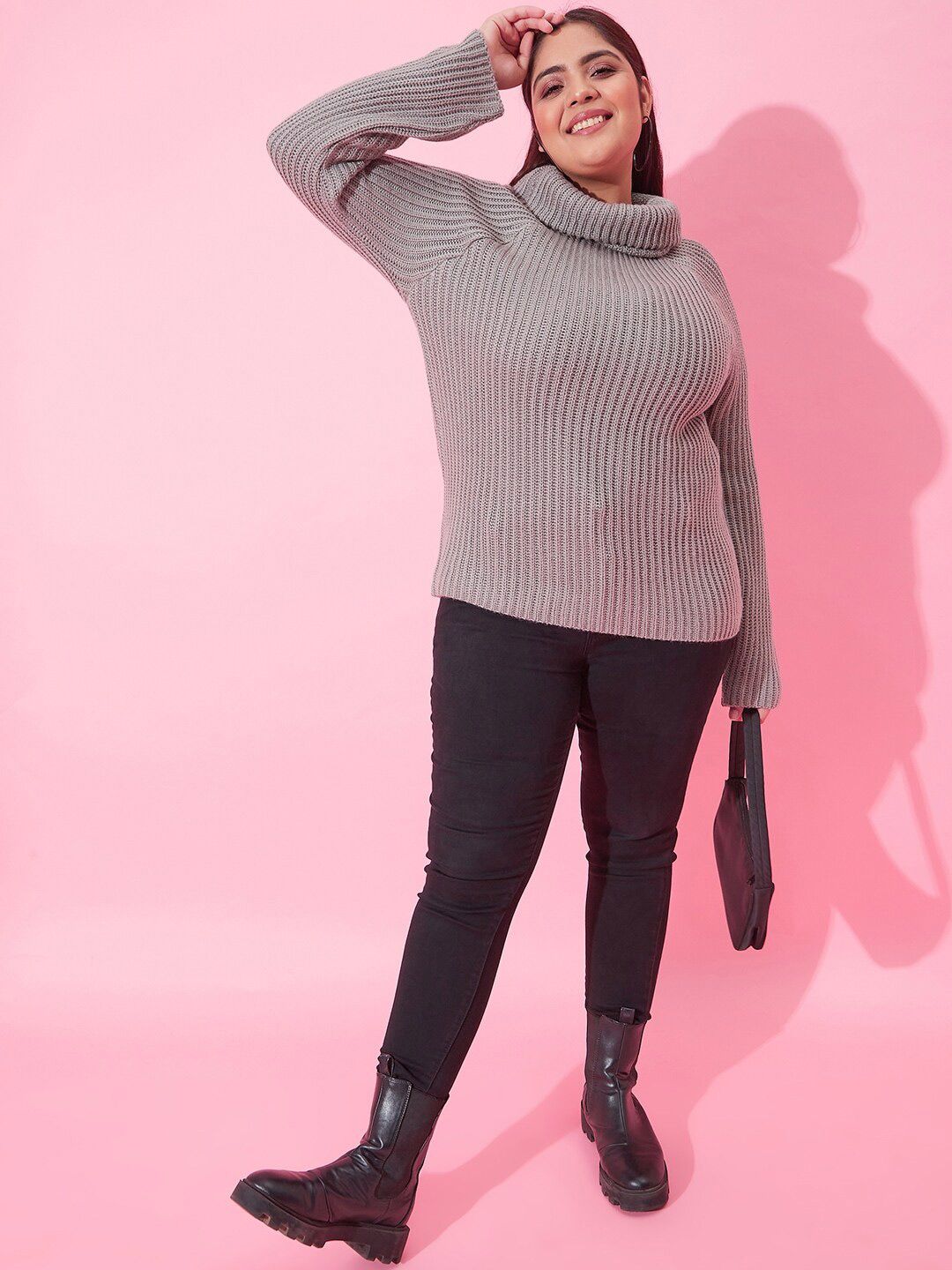 CURVY STREET Women Plus Size Ribbed Acrylic Pullover