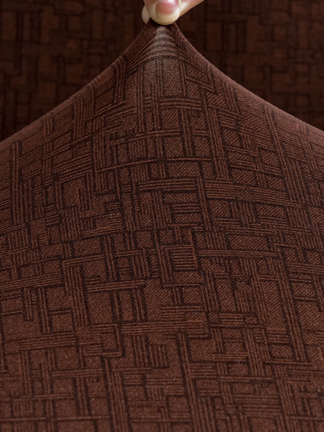 Story@home Brown Printed 1 Seater Stretchable Sofa Cover With Arms