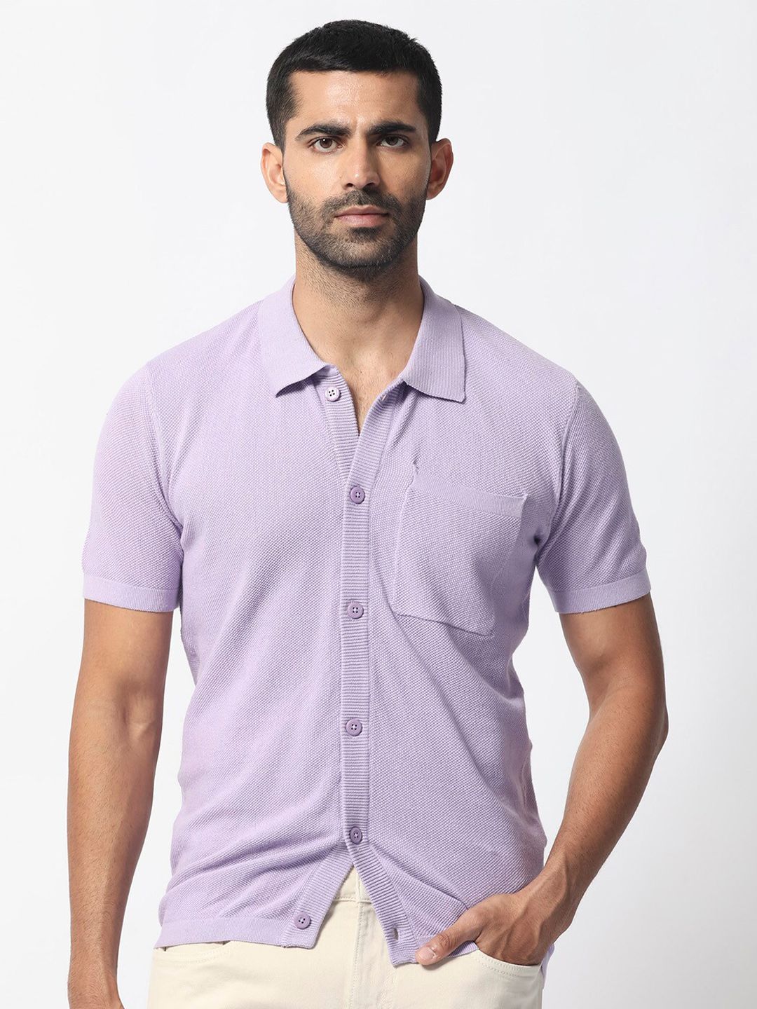 RARE RABBIT Men Boise Spread Collar Slim Fit Cotton Shirt