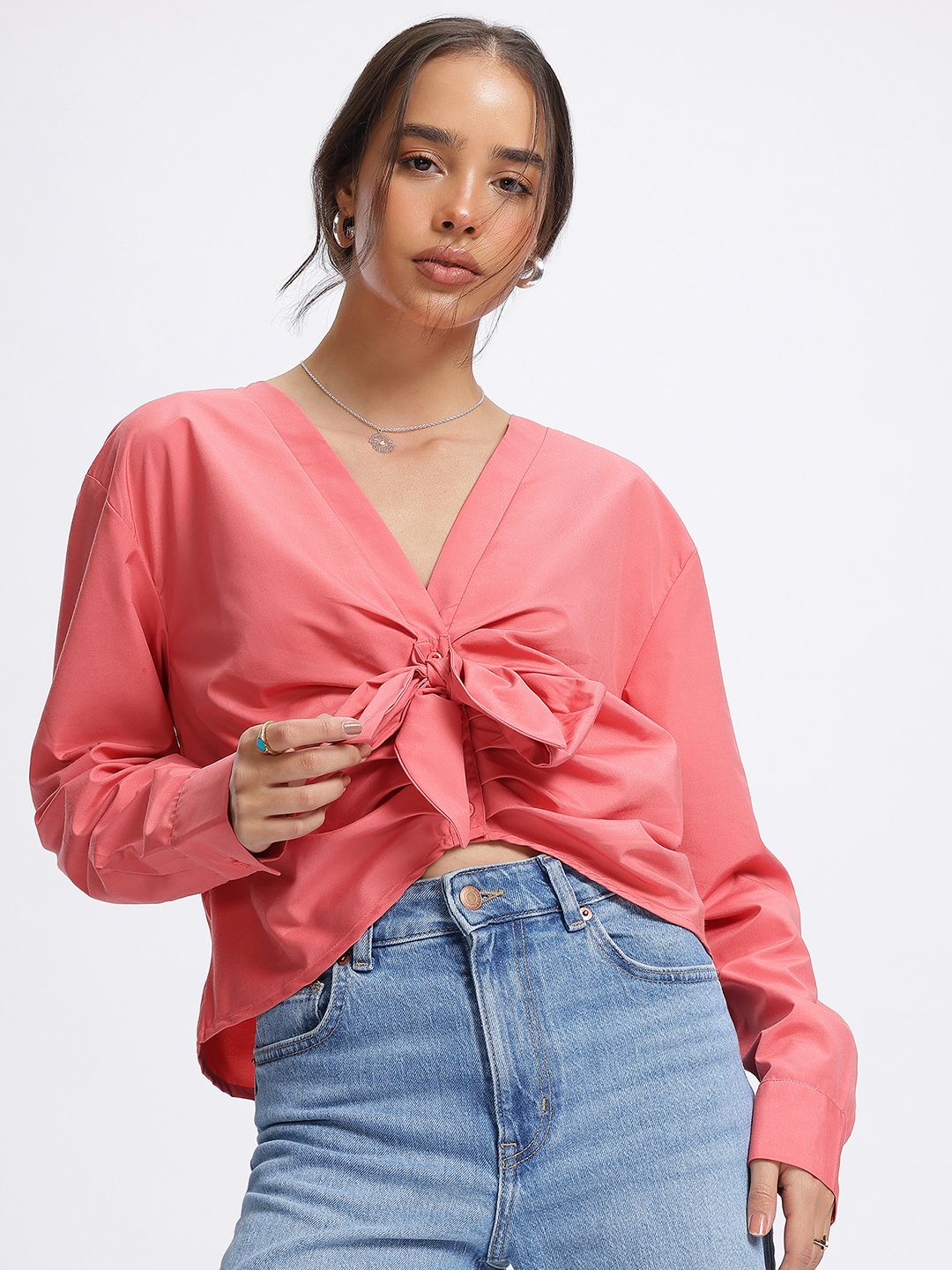 DressBerry Twist Pleat Front Knot Top