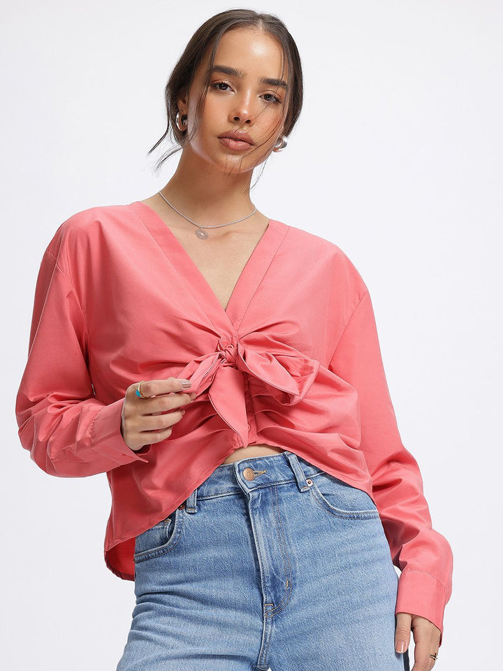 DressBerry Twist Pleat Front Knot Top