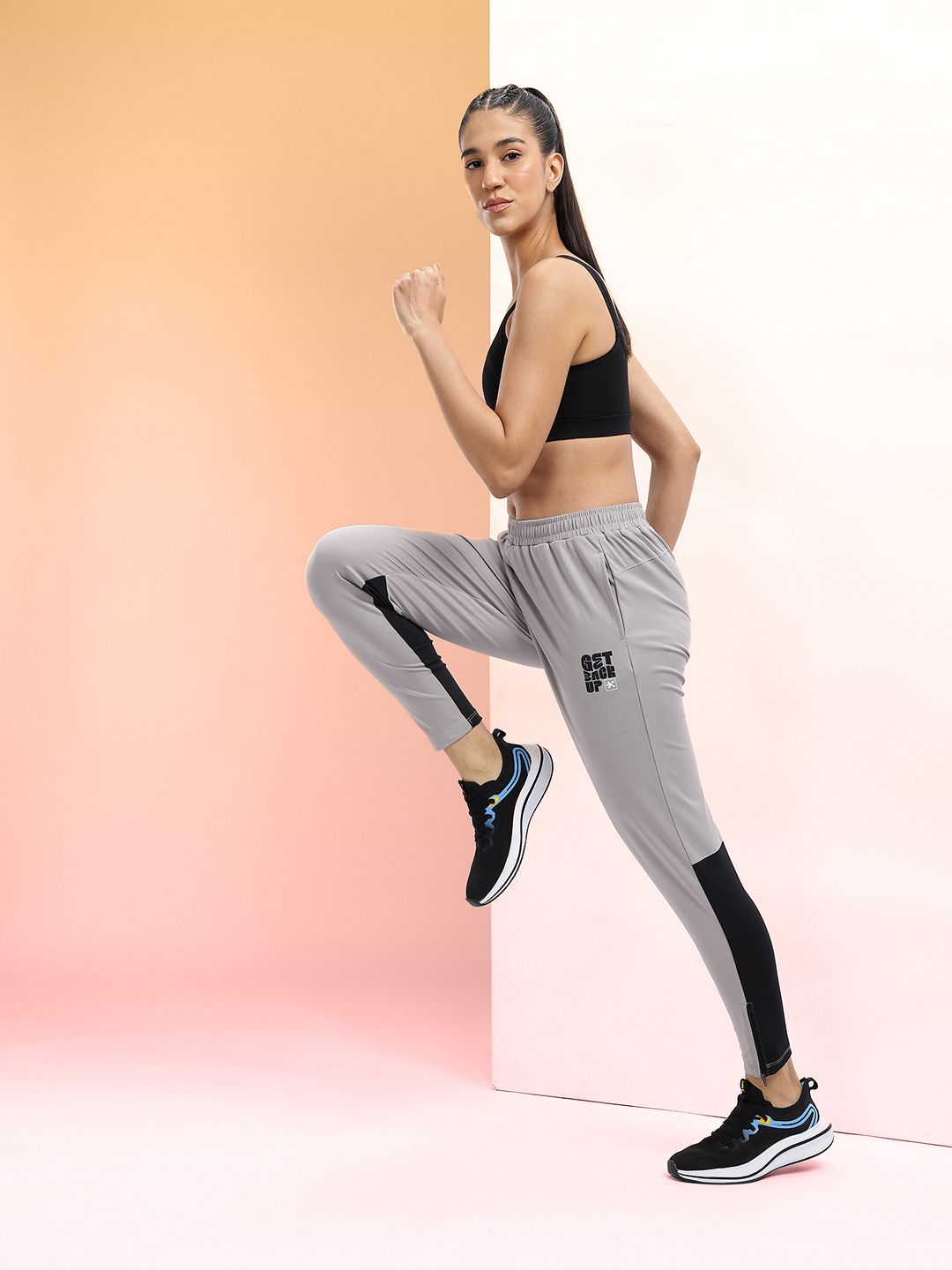 HRX by Hrithik Roshan Women Mid-Rise Rapid-Dry Running Track Pants with Side Slits