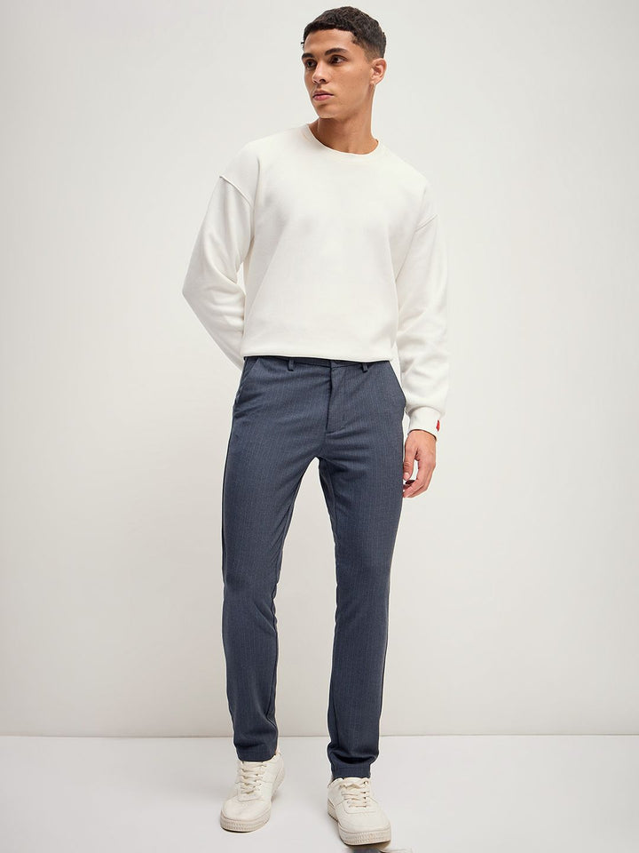 THE BEAR HOUSE Men Solid 4 Way Stretch Formal Trouser