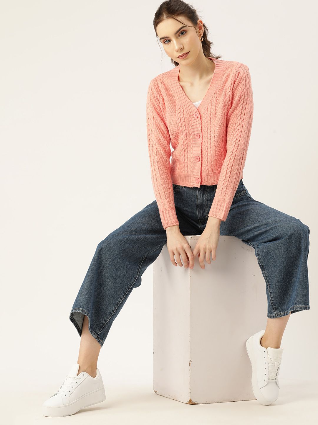 DressBerry Women Acrylic Cable Knit Cardigan