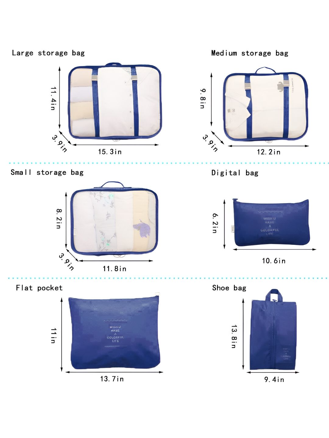 Cortina Navy Blue & Grey 6 Pieces Water Resistant Multi-Utility Organisers