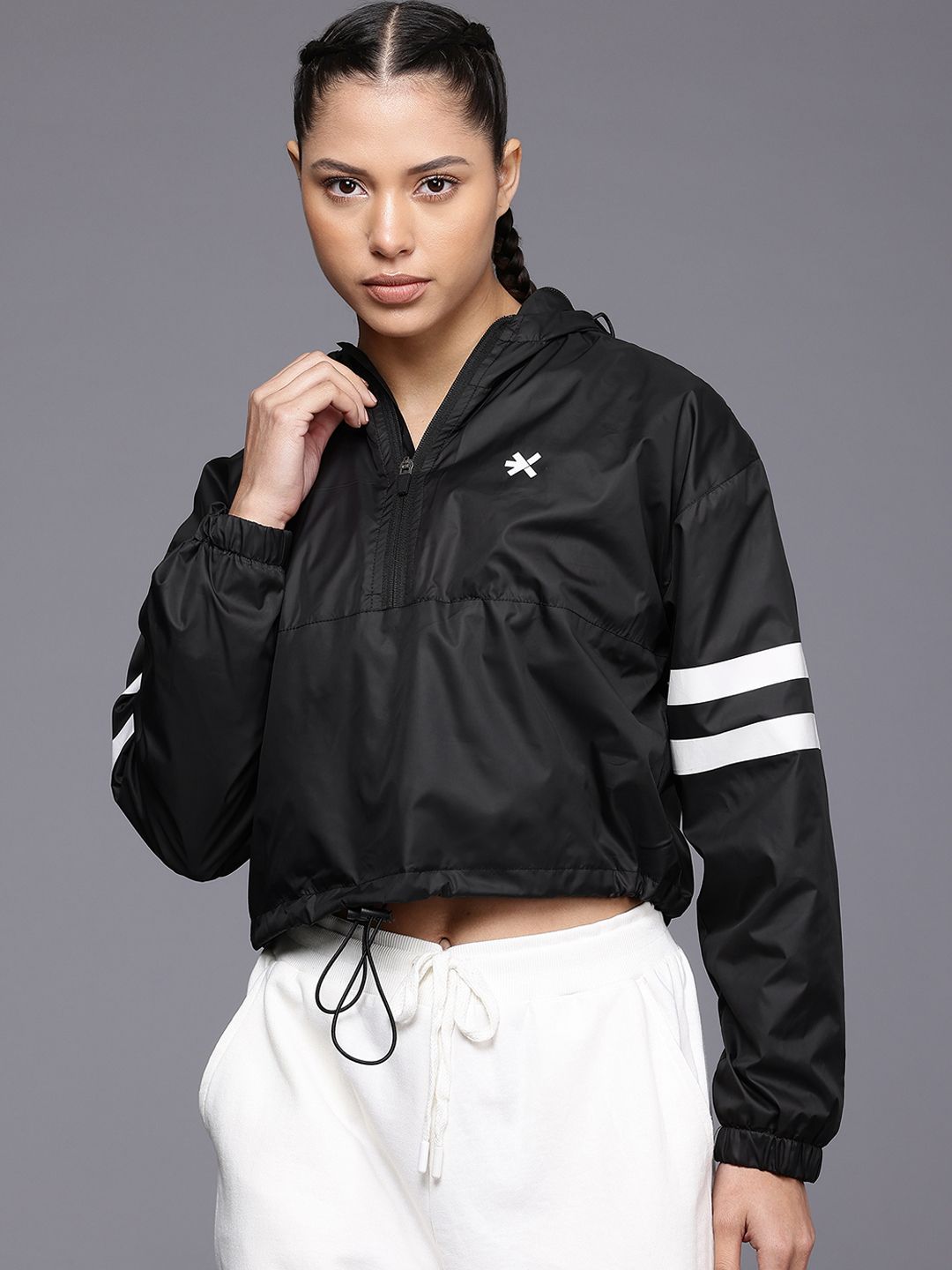 HRX by Hrithik Roshan Hooded Crop Tailored Jacket