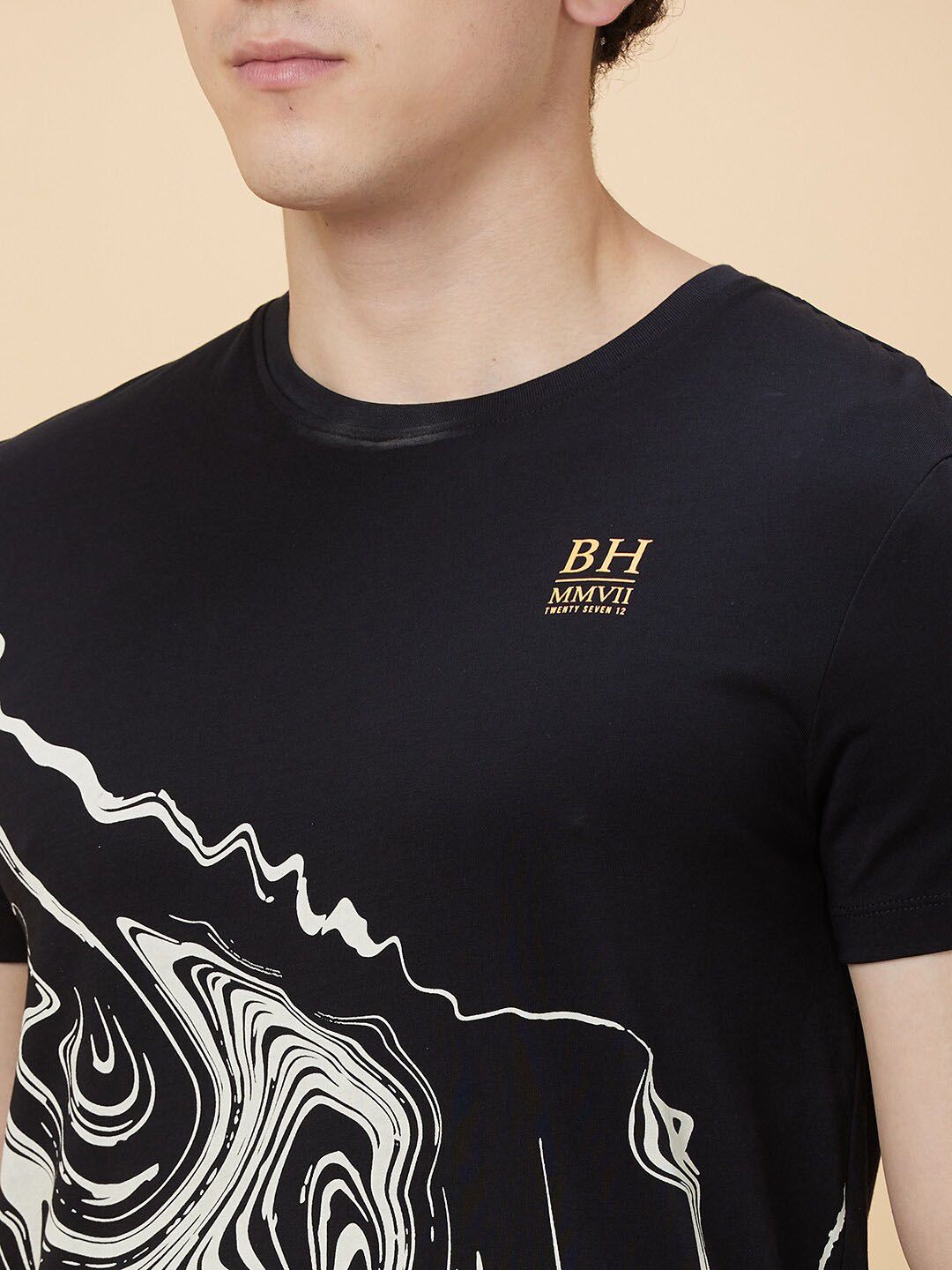 Being Human Abstract Printed Round Neck Casual T-shirt