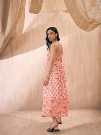 Pink Paprika by SASSAFRAS Shoulder Straps Sleeveless Floral Print Fit and Flare Dress