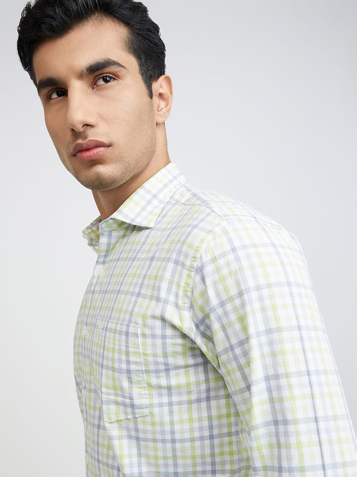 Park Avenue Men Slim Fit Opaque Checked Pure Cotton Casual Shirt