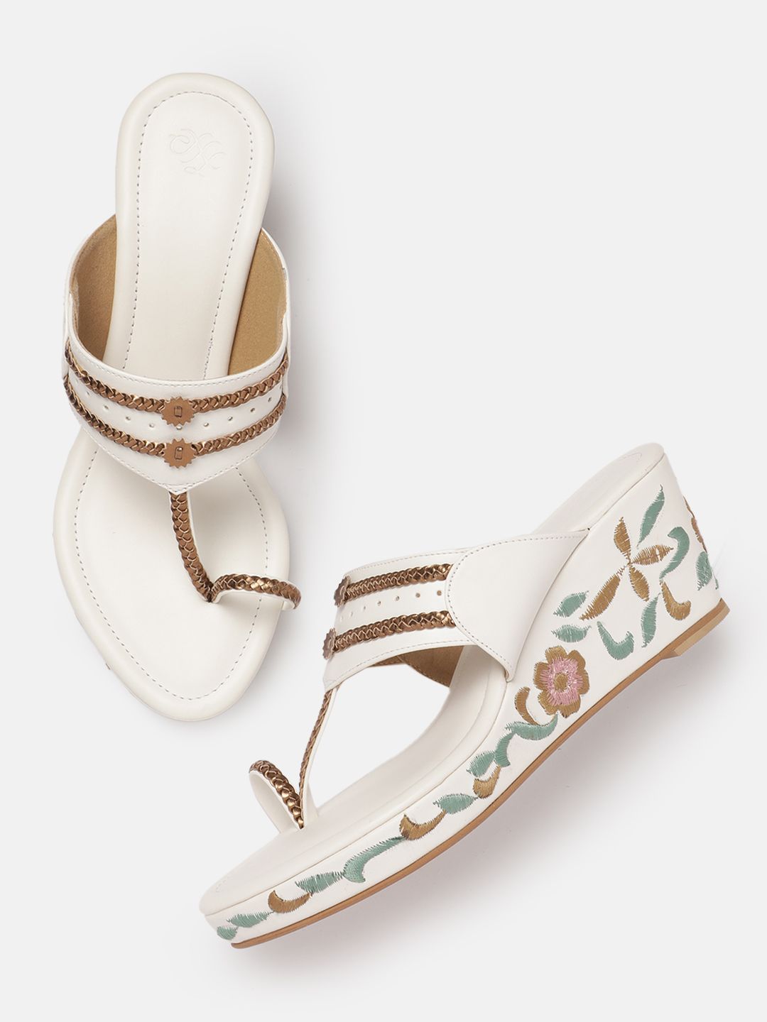 House of Pataudi Floral Embroidery Detail Wedges