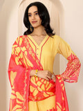 Libas Floral Printed V-Neck Kurta With Trousers And Dupatta