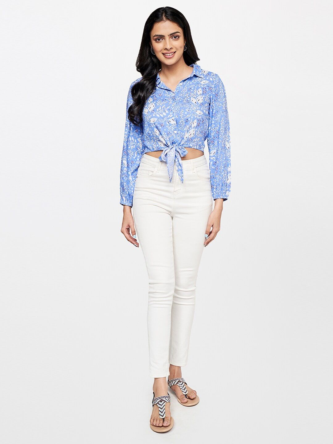 Global Desi Floral Print Tie-Ups Top