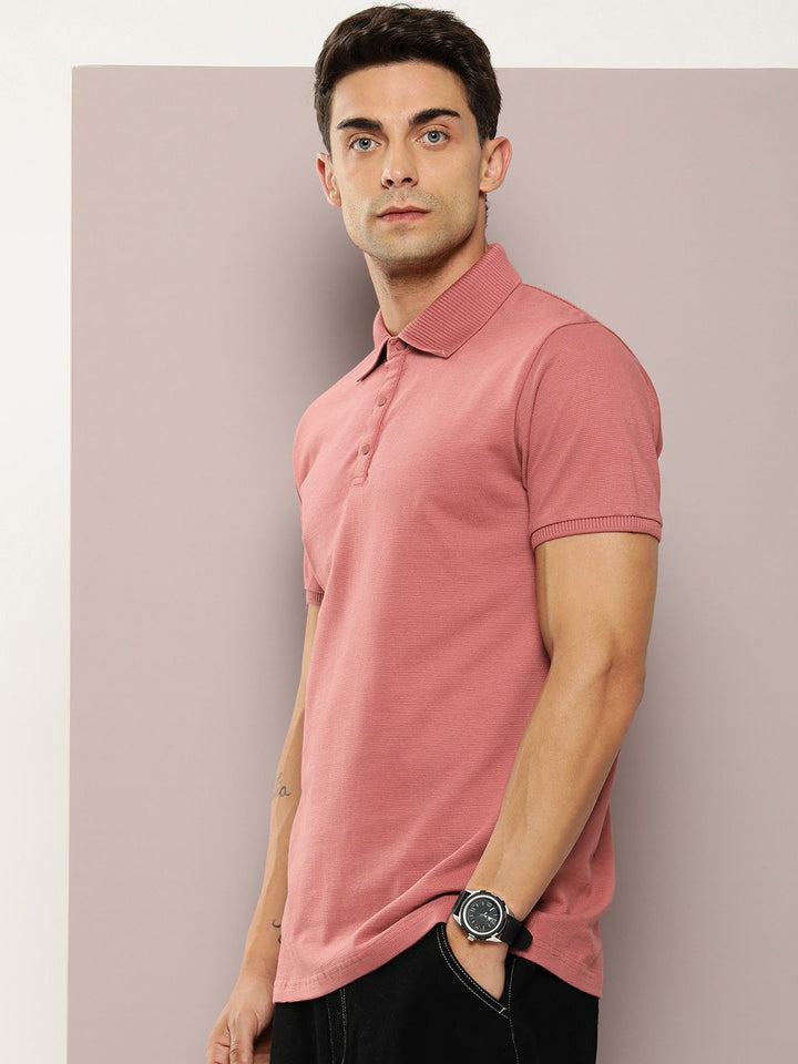 DILLINGER Men Polo Collar Honeycomb Structure T-shirt