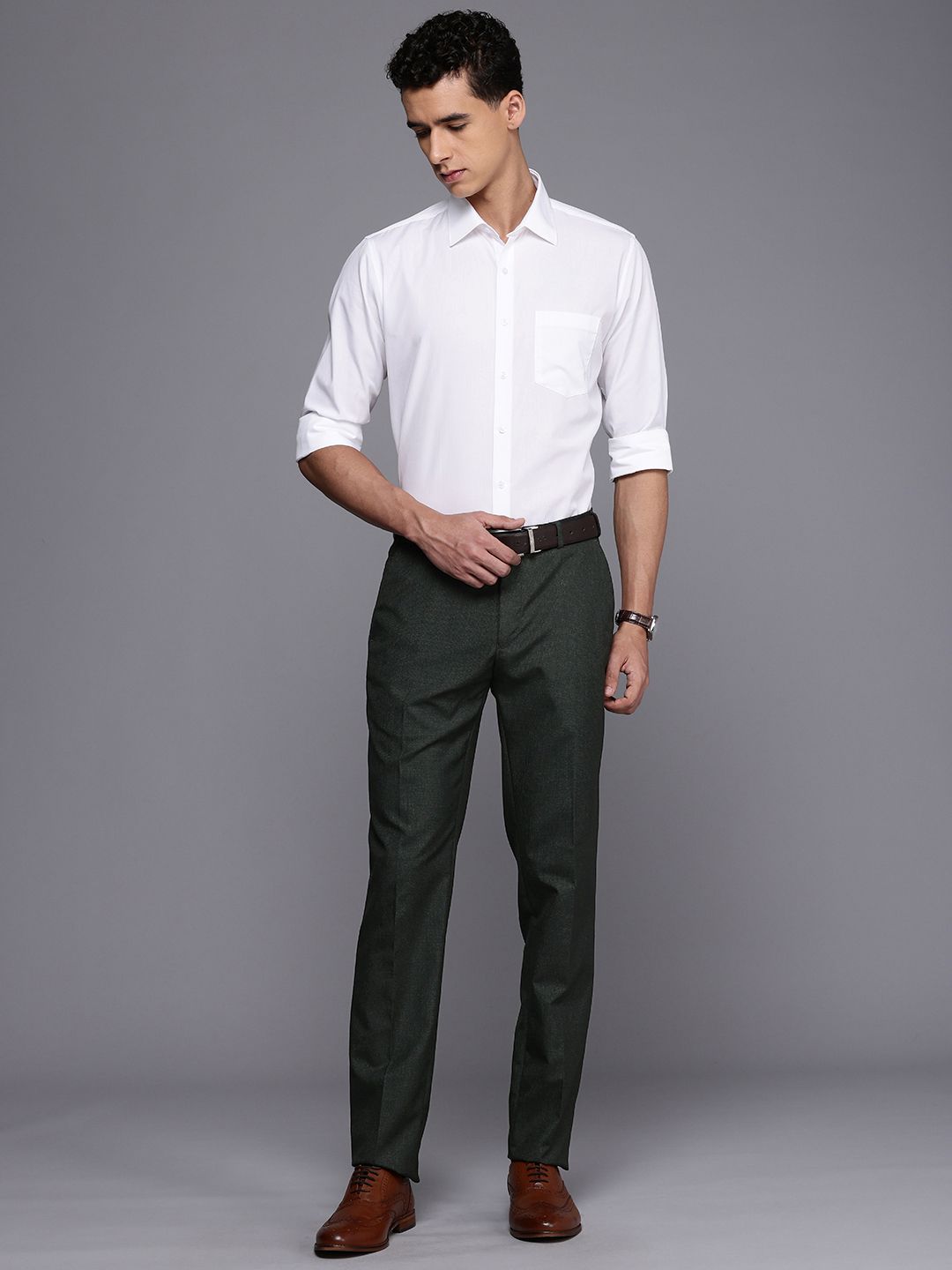 Raymond Men Textured Slim Fit Formal Trousers