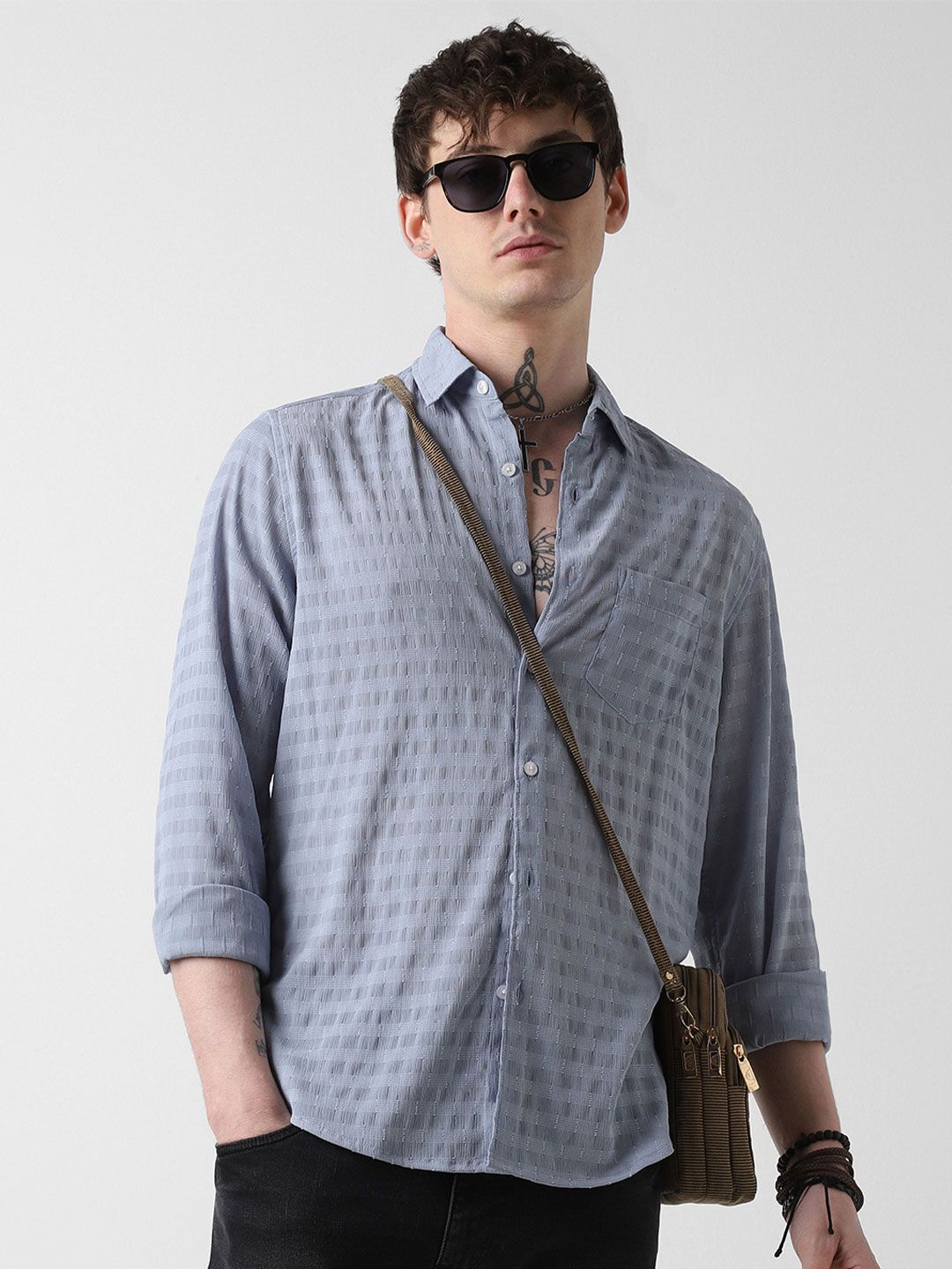VASTRADO Men Classic Slim Fit Opaque Striped Casual Shirt