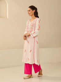 House of Chikankari Women Off White Cotton Chikankari Embroidered Kurta