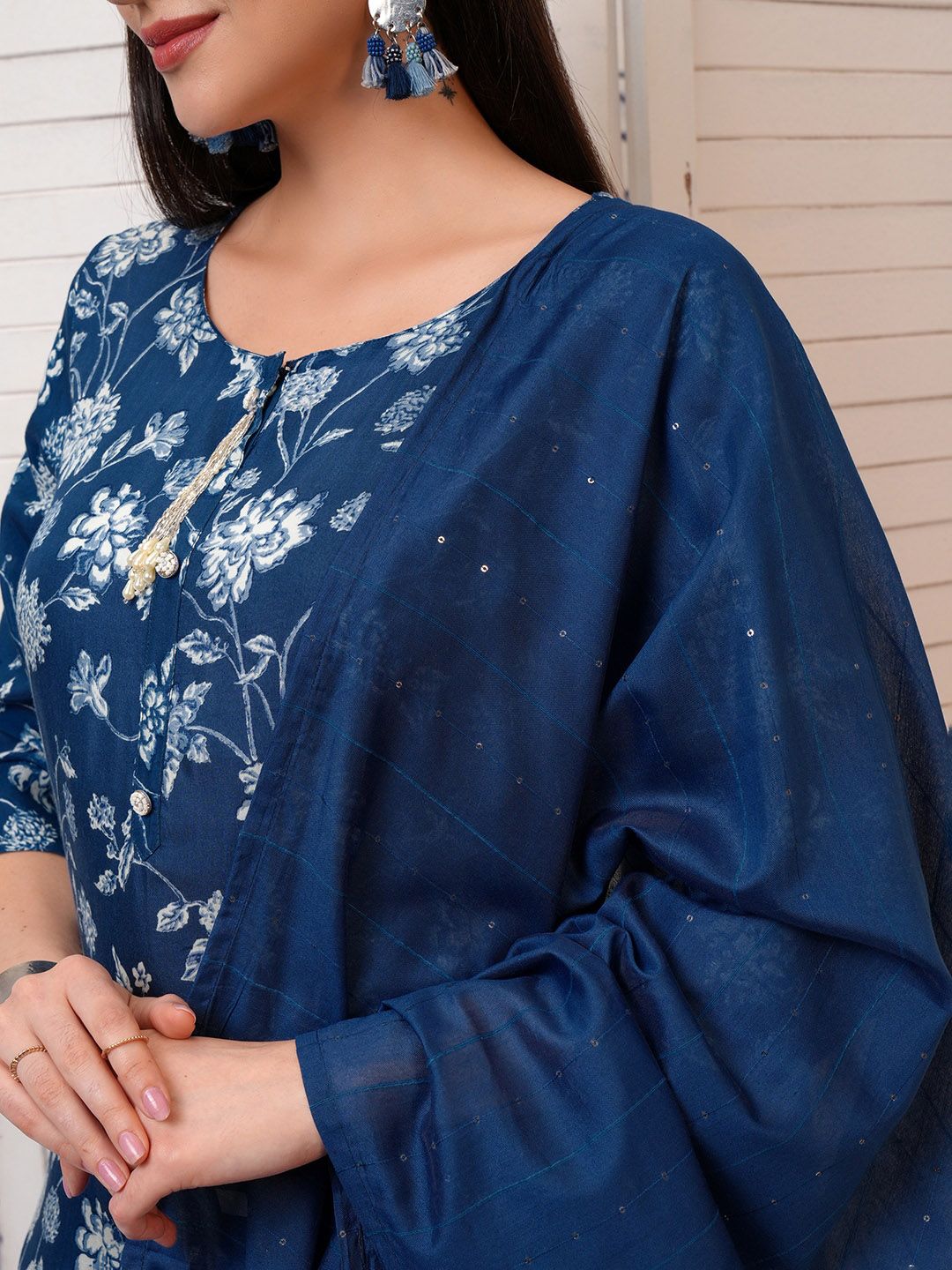 Vishudh Floral Printed Regular Kurta with Trousers & With Dupatta