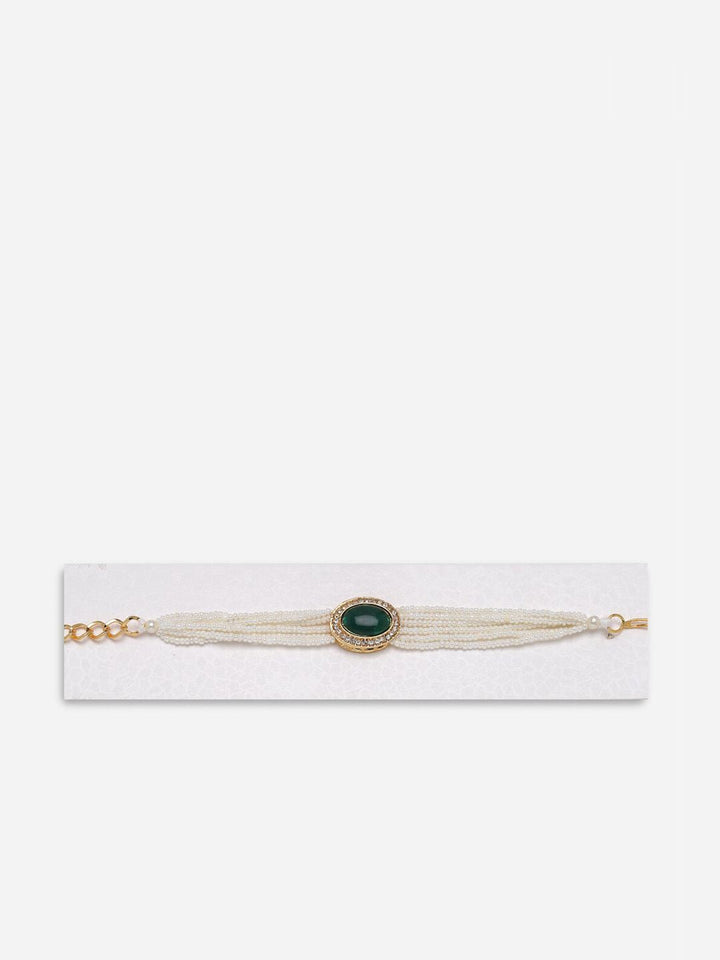 Set PANASH 2 Rakhis Bertatah Batu &amp; Manik Bersalut Emas Dengan Roli Chawal