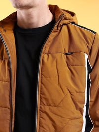The Indian Garage Co Men Colourblocked Bomber Jacket with Hood