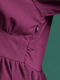 DressBerry Tie-Up Neck Puff Sleeve Fit & Flare Dress