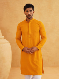 SOJANYA Kolar Mandarin Sulam Geometrik Lengan Panjang Kurta Kapas Tulen Dengan Churidar
