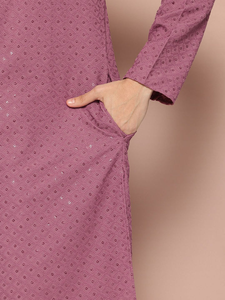 See Designs Men Embroidered Sequinned Kurta with Pyjamas