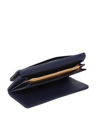 Navy Blue Solid Three Fold Wallet
