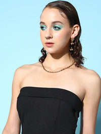 Berrylush Women Classy Black Solid Simply Mini Dress