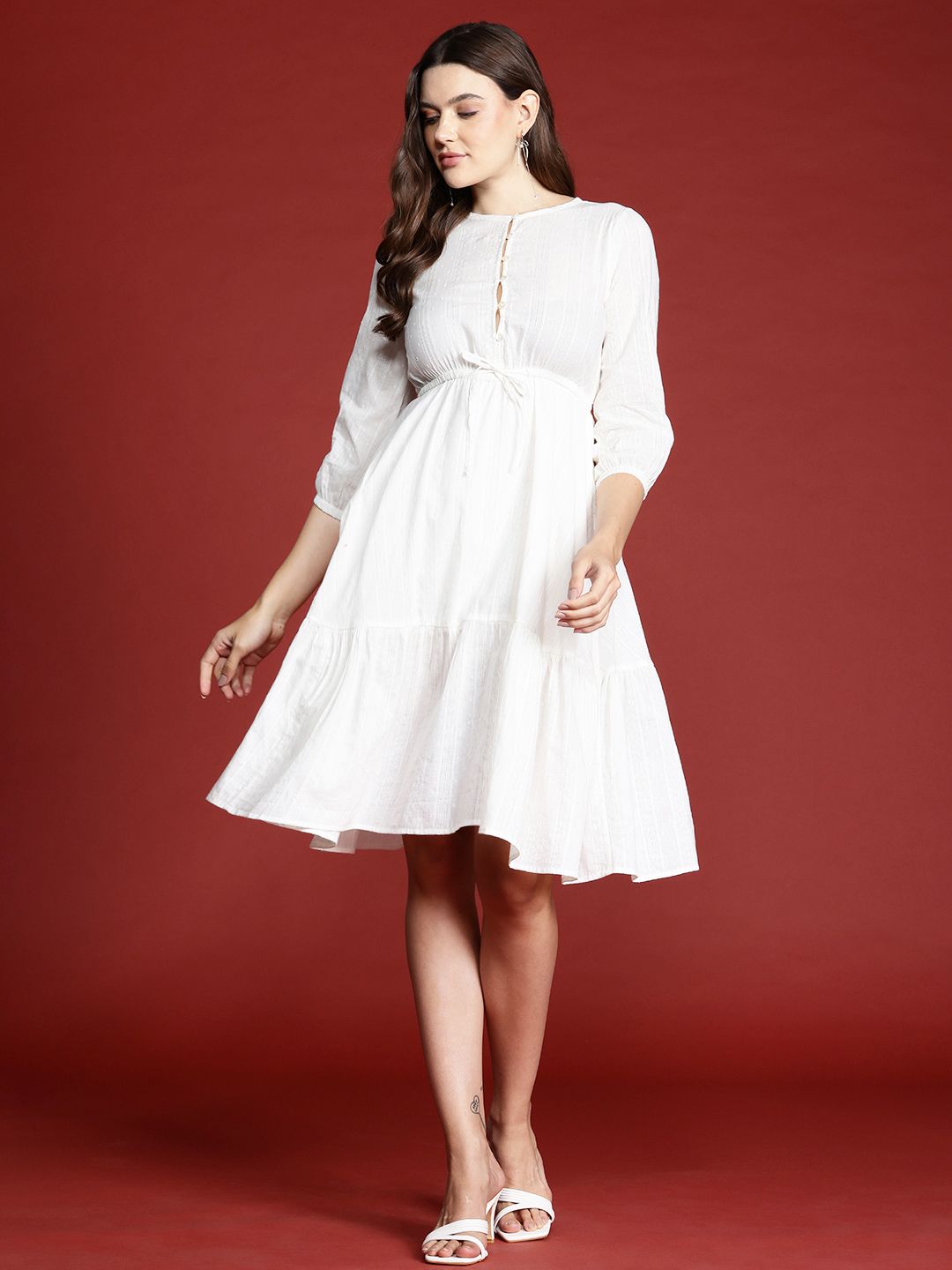 all about you Pure Cotton Cinched Waist A-Line Dress
