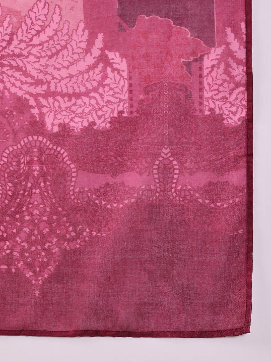 KALINI Floral Printed Thread Work V-Neck Straight Kurta With Trouser And Dupatta