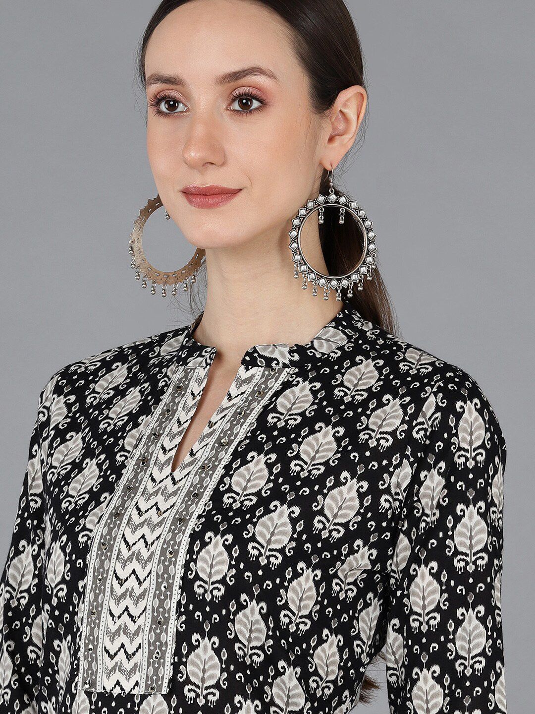 KALINI Ethnic Motifs Printed Mandarin Collar Kurta with Trousers & Dupatta