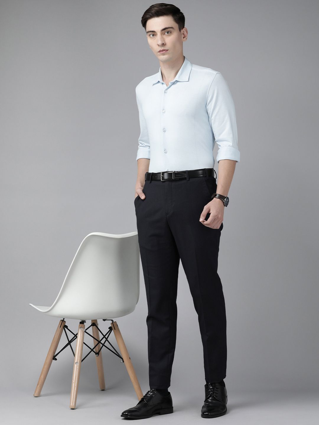 Park Avenue Men Navy Blue Trousers