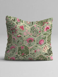 STITCHNEST Green & Yellow Set of 5 Ethnic Motifs Square Cushion Covers