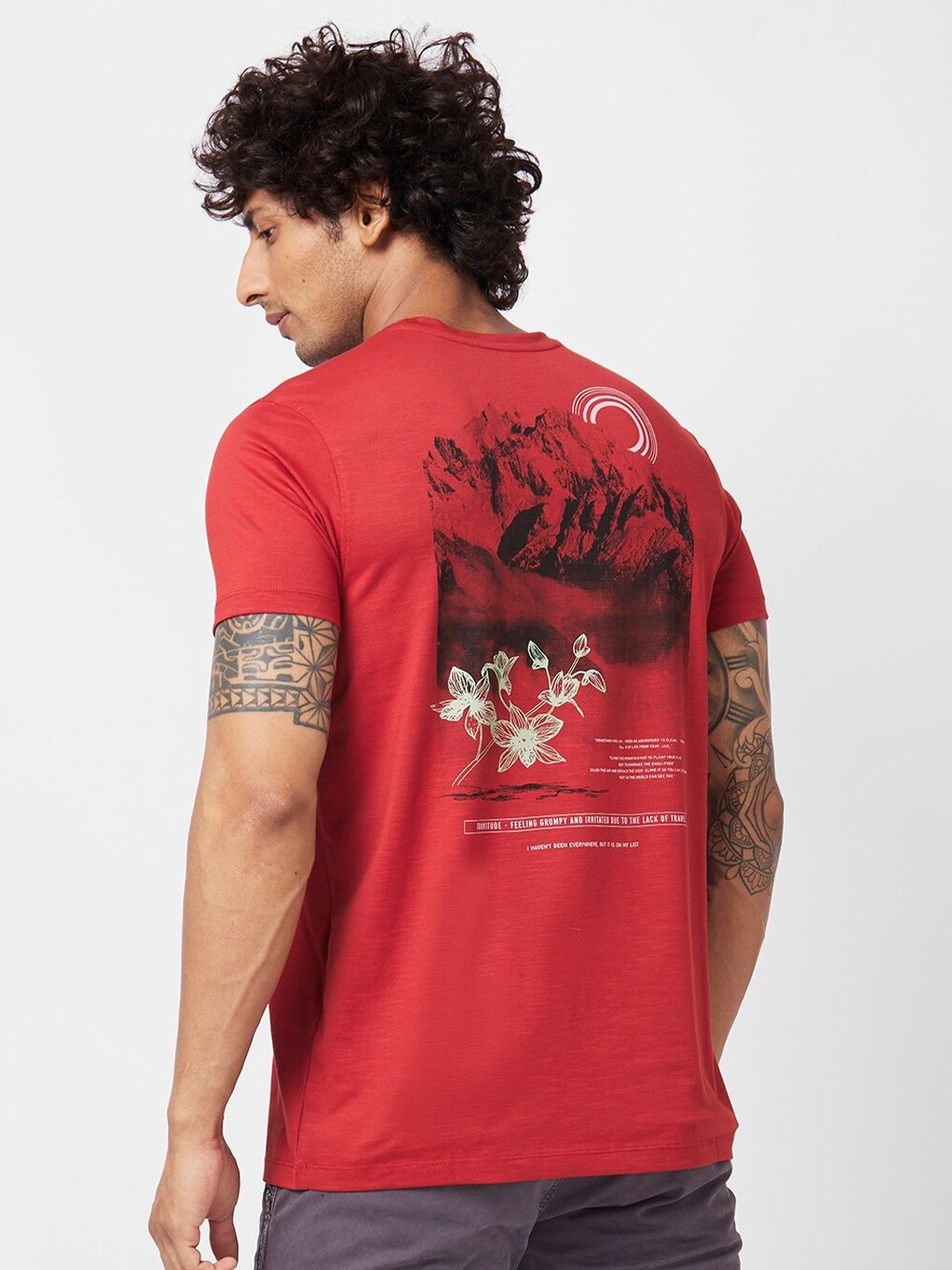 SPYKAR Graphic Printed Slim Fit Cotton T-Shirt