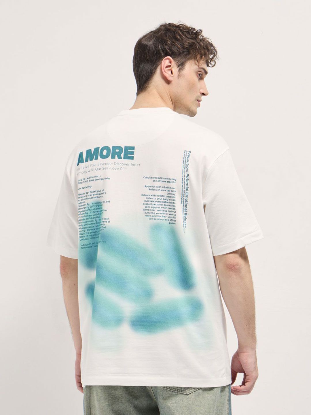 THE BEAR HOUSE Men Typography Printed Round Neck Cotton Oversized T-shirt