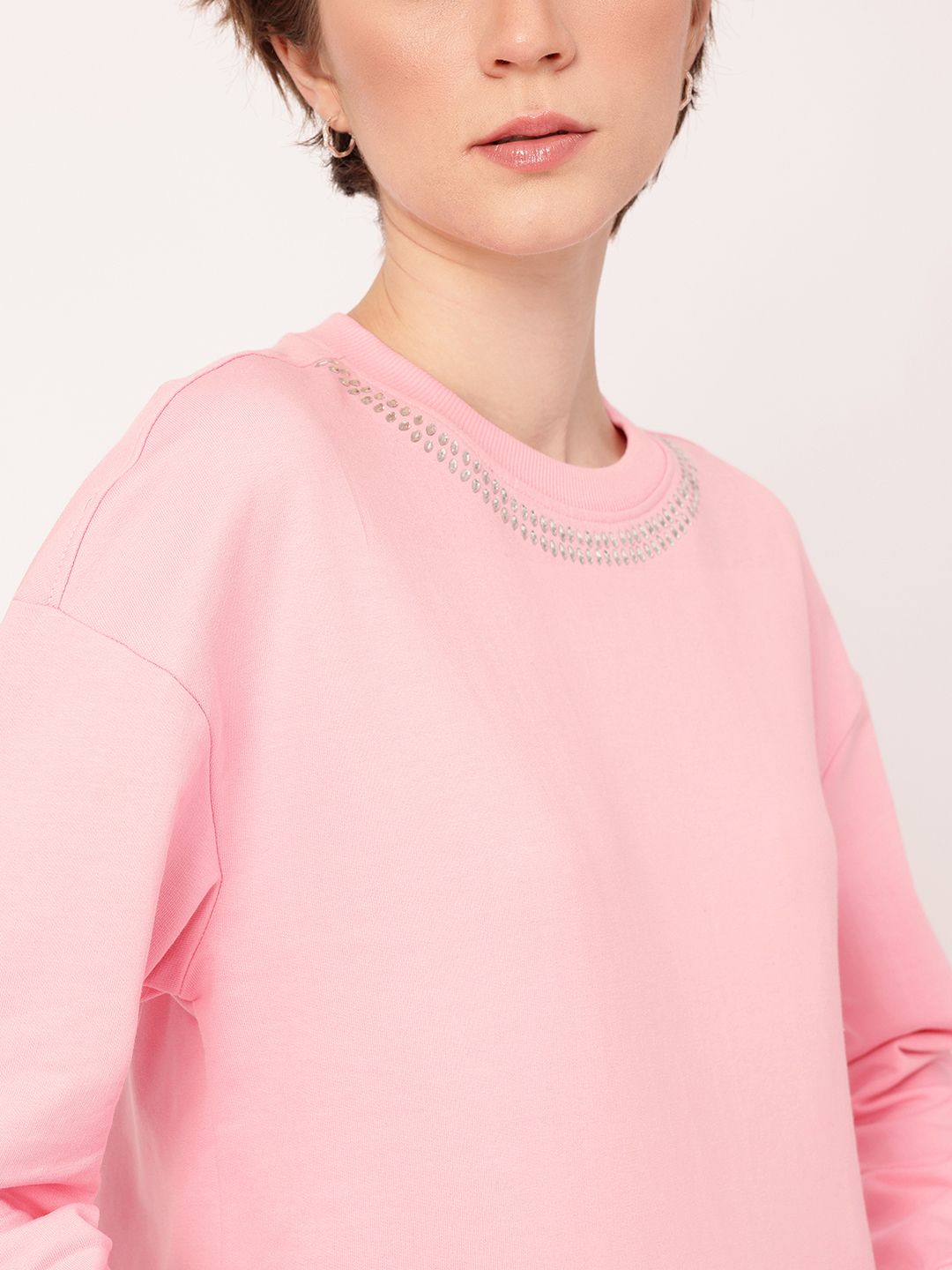 DressBerry Embellished Cotton Terry Relaxed Fit Sweatshirt