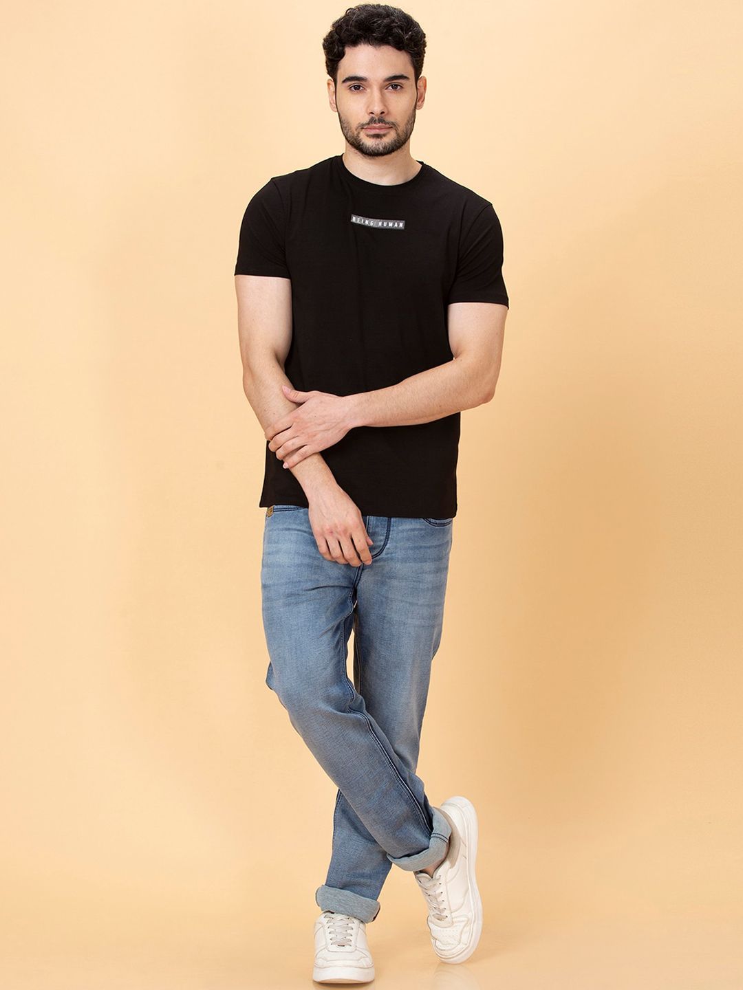 Being Human Men Slim Fit Mid Rise Clean Look Light Fade Jeans