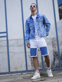 The Indian Garage Co Men Washed Slim Fit Denim Jacket