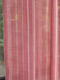 URBAN SPACE Pink & White 2 Pieces Embroidered Sheer Window Curtain