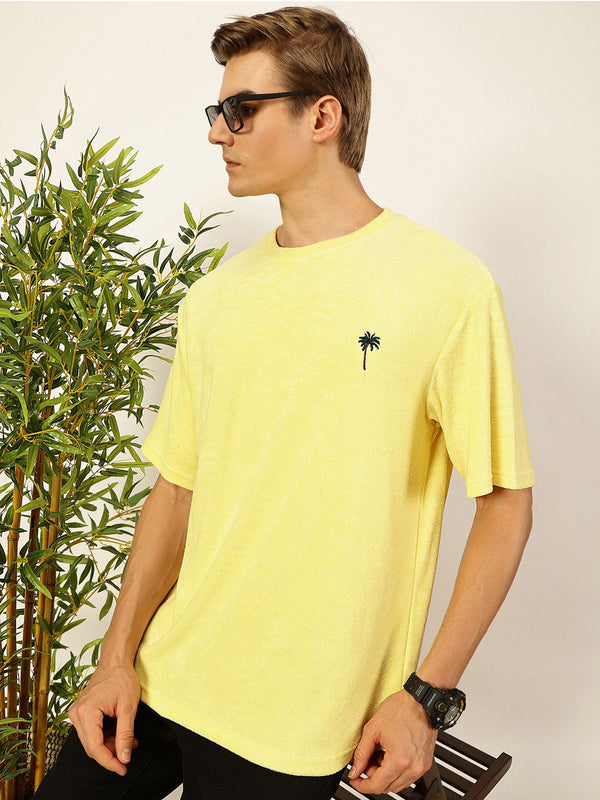 Thomas Scott Men's Solid Round Neck Oversized Casual T-shirt