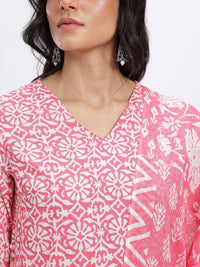Anouk Floral Print Pure Cotton Straight Kurta with Trousers & Dupatta
