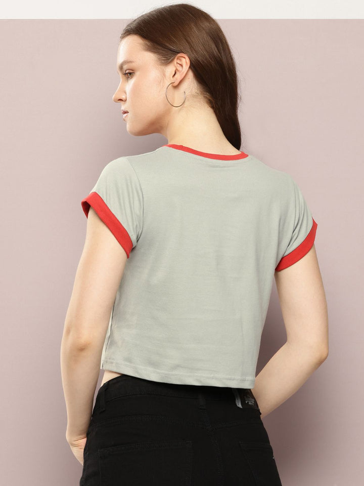 DILLINGER Women Regular Cropped Varsity Printed Tshirt