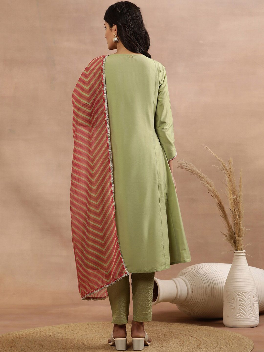 W Women Regular Sequinned Kurta with Trousers & With Dupatta